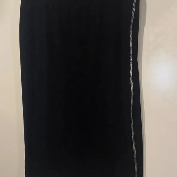 Tahari Midnight Blue Velvet Skirt Silver Side Zipper Womens Large (1113) - Picture 3 of 5